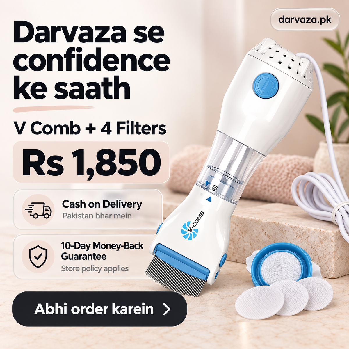 V Comb Head Lice Removal Machine with 4 Anti Lice filters