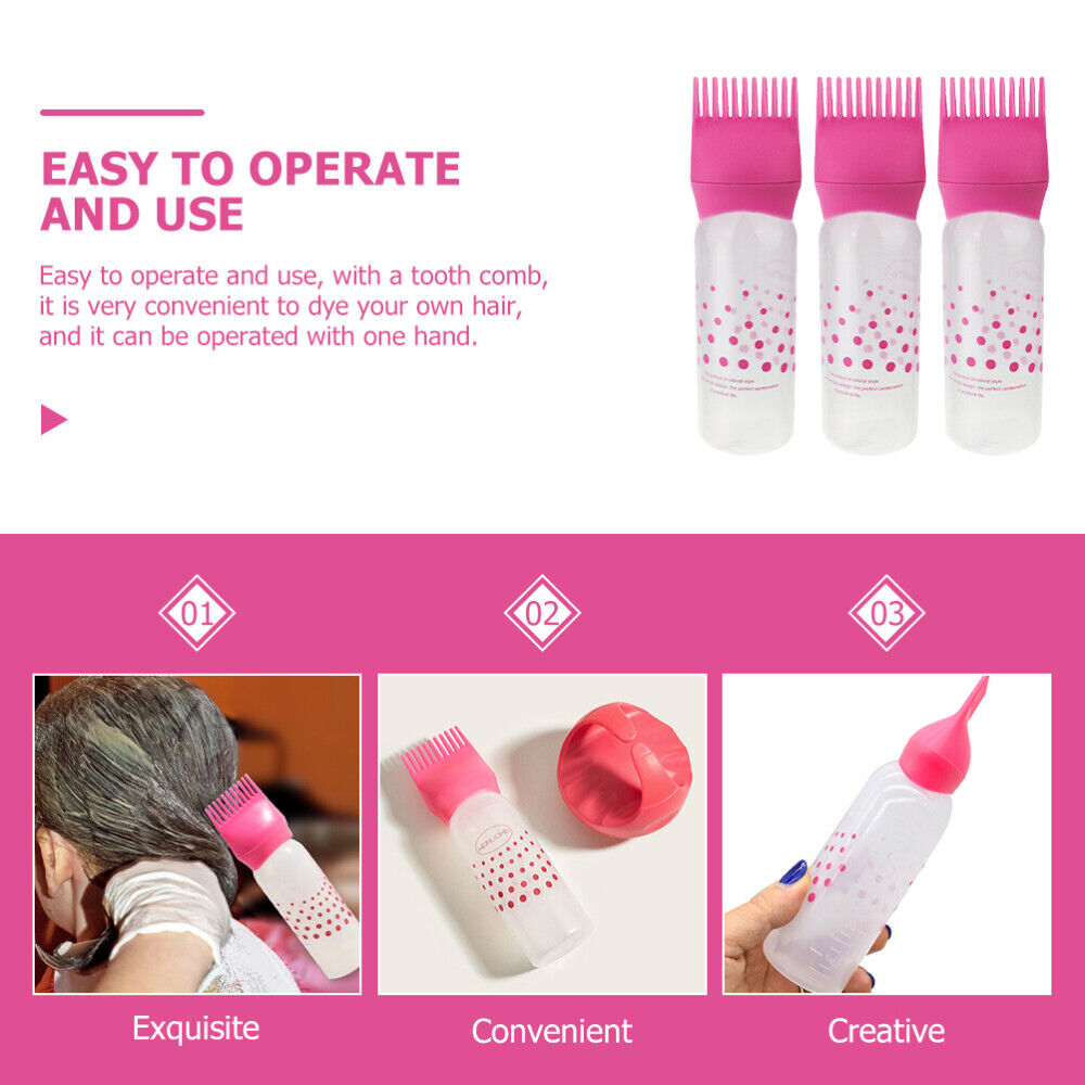 Set of 3 Root Comb Applicator – Hair Oil & Hair Color Dye Bottle