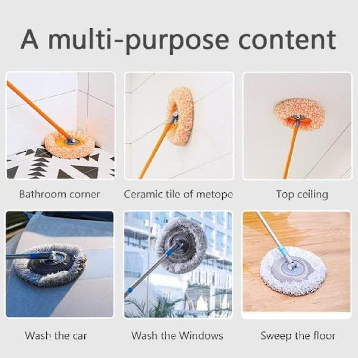 Rotatable Adjustable Sunflower Extendable Mop For Car Wash Home Dust Wall and Floor Cleaning