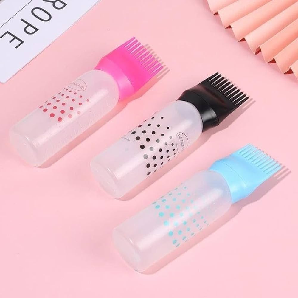 Set of 3 Root Comb Applicator – Hair Oil & Hair Color Dye Bottle