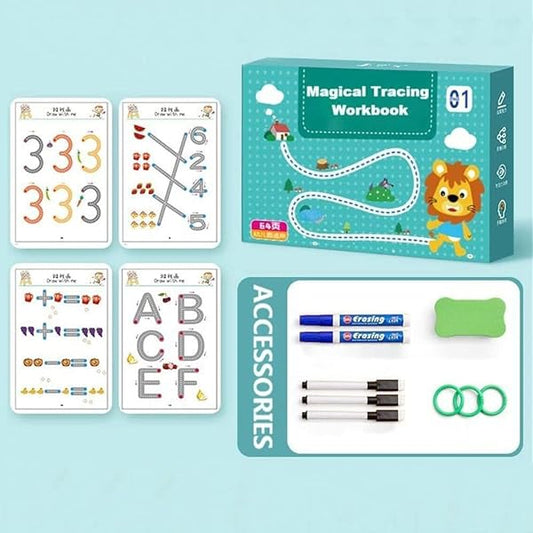 Magic Tracing Workbook Set Reusable Calligraphy Practice Drawing Copybook Learning Game Book