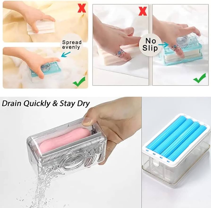 Soap Dispenser with Roller Drain Holes for Easy Cloth Washing Soap Roller in Rs 899
