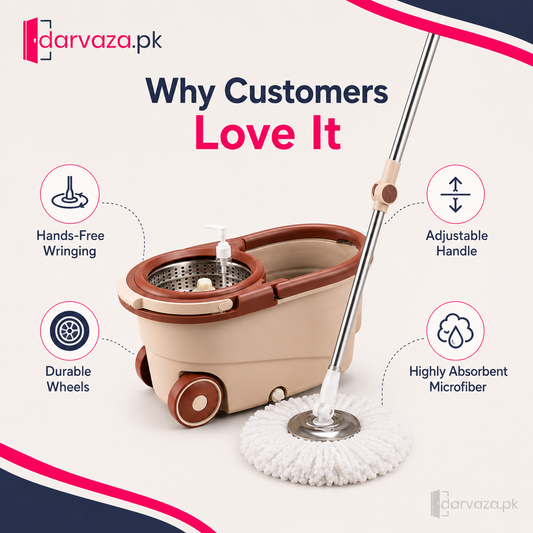 Premium 360° Spin Mop with Wheels & Self-Wringing Bucket Set