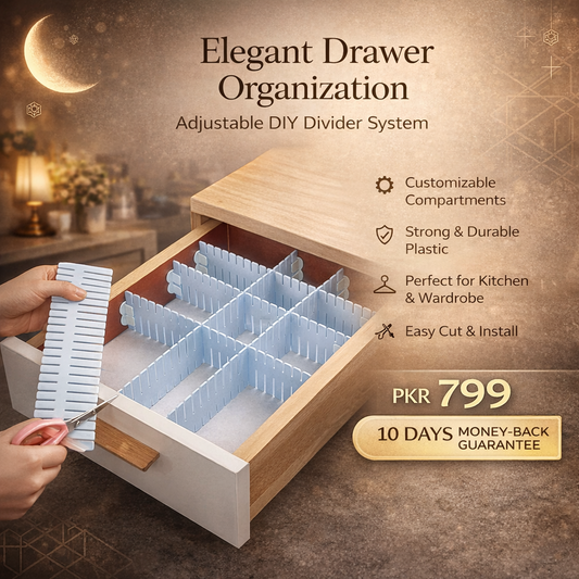 Adjustable Drawer Separator & Plastic DIY Divider Clapboard Organizer
