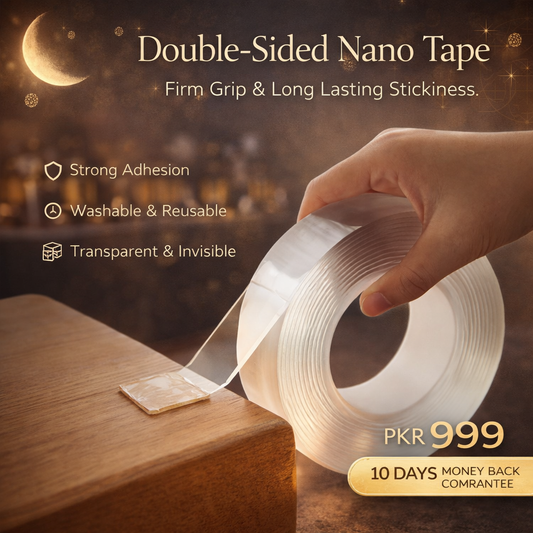 Imported Washable Reusable Nano Double Sided Transparent Tape for firm grip and Long Lasting Stickiness