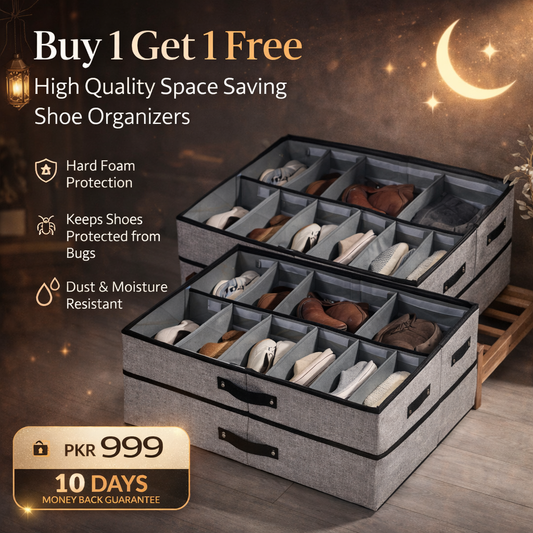 Buy 1 Get 1 Free High Quality Space Saving Shoe Organizers With Hard Foam