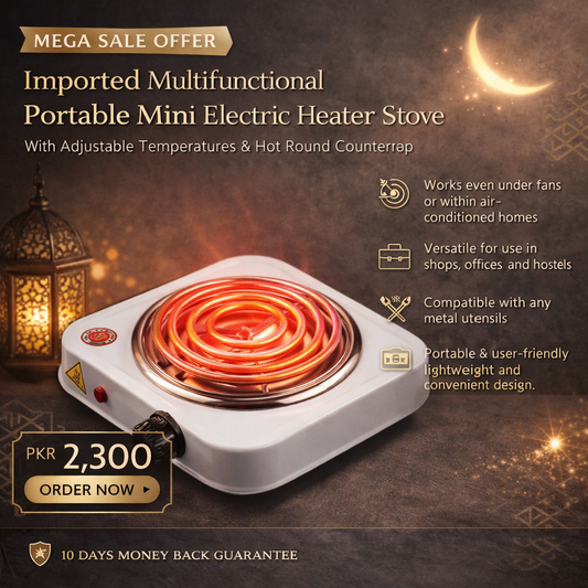 Mega sale offer - Imported Multifunctional Portable Mini Electric Heater Stove with Adjustable Temperatures & Hot Round Countertop Burner in Rs 2300 only