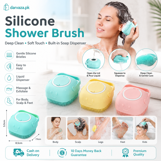 Buy 1 Get 1 Free Magic Silicone Bath and Body Brush Scrubber and Massager with Soap Dispenser