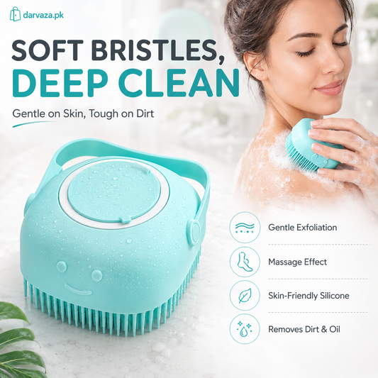 Buy 1 Get 1 Free Magic Silicone Bath and Body Brush Scrubber and Massager with Soap Dispenser