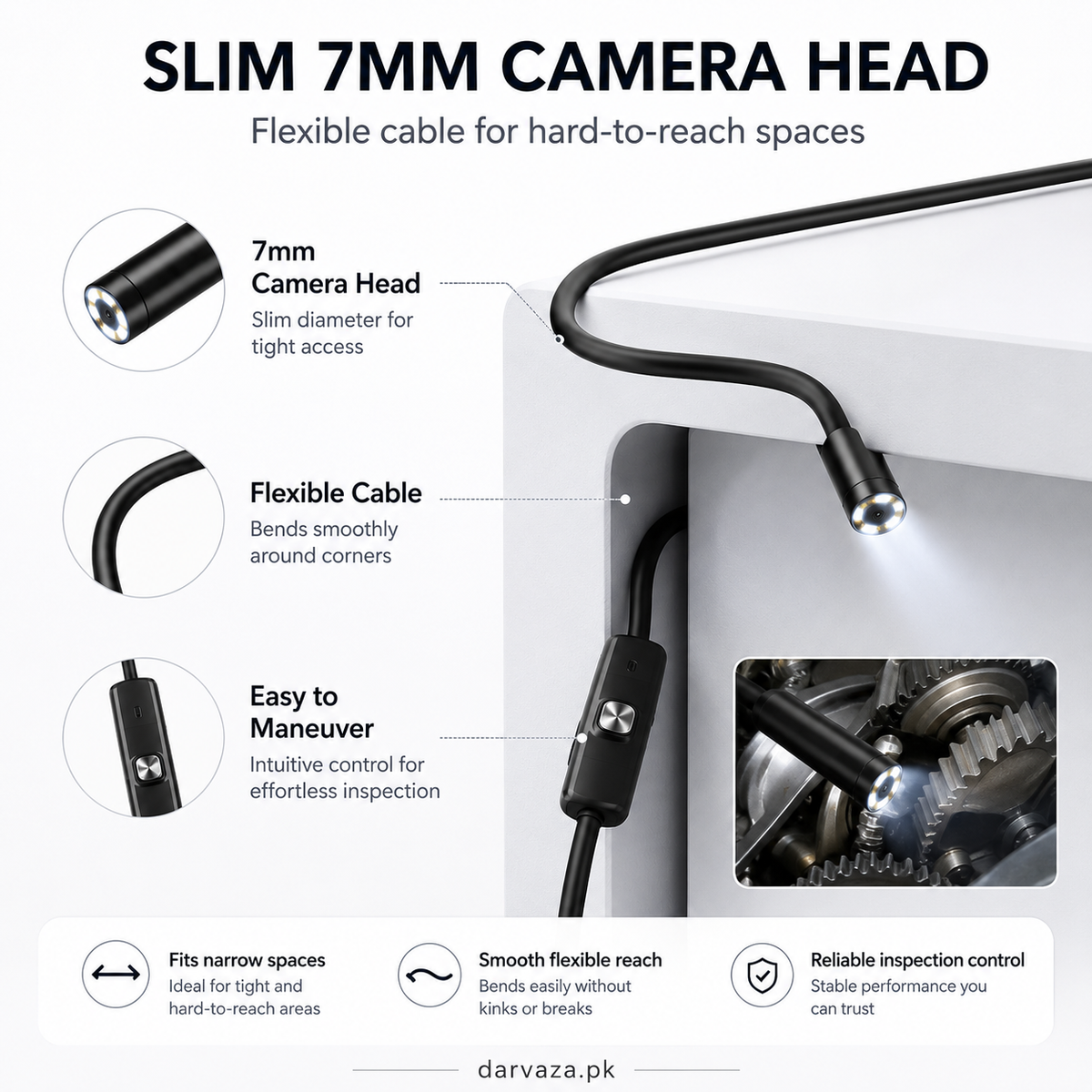 Waterproof Endoscope Camera for Inspection With 6 LED and Soft Cable
