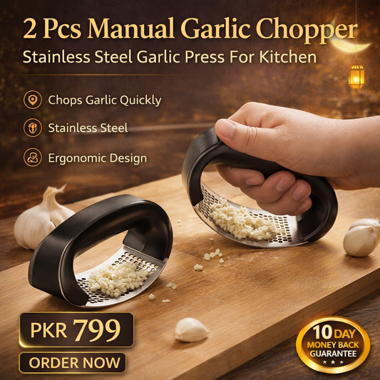 2 Pcs Manual Garlic Chopper Stainless Steel Garlic Press For Kitchen