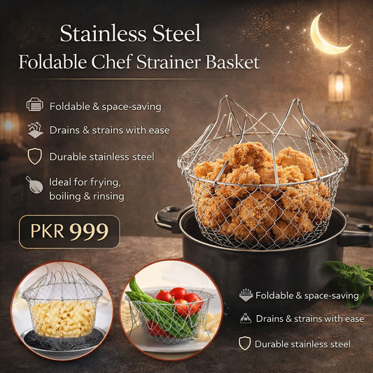 High-Quality Stainless Steel Foldable Chef Basket For Fried Food and Fruits