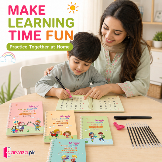 Kids Reusable Practice Book (4 Books + 1 Pen + 1 Grip & 10 Refills) Rs 999
