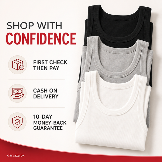 Pack of 3 Men’s Cotton Ribbed Sando Vests