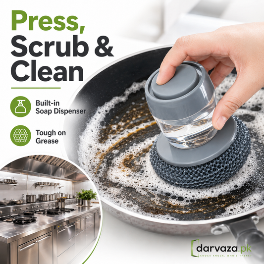 Buy 1 Get 1 Free Offer 2 Pcs Kitchen Cleaning Dish Brush Scrubber with Soap Dispenser