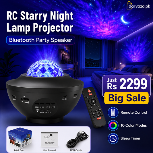 RC Starry Night Lamp Projector with Bluetooth Party Speaker