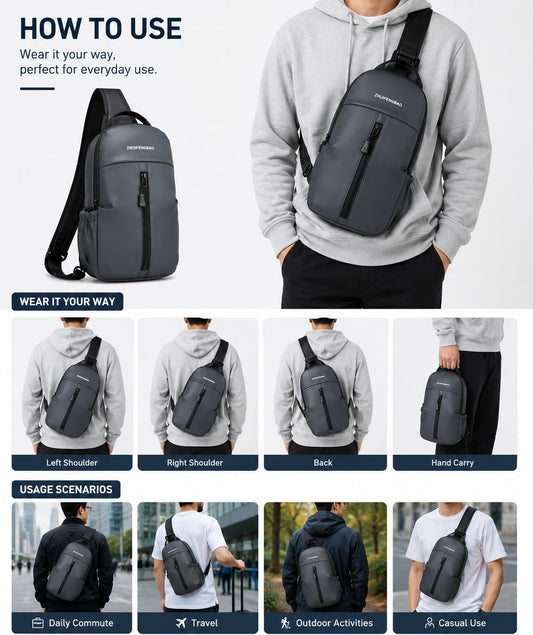 Grey Travel Crossbody Anti-Theft Sling Bag (Copy)
