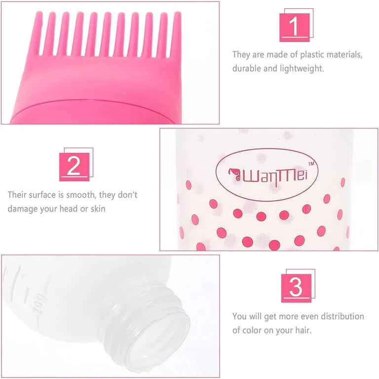 Set of 3 Root Comb Applicator – Hair Oil & Hair Color Dye Bottle