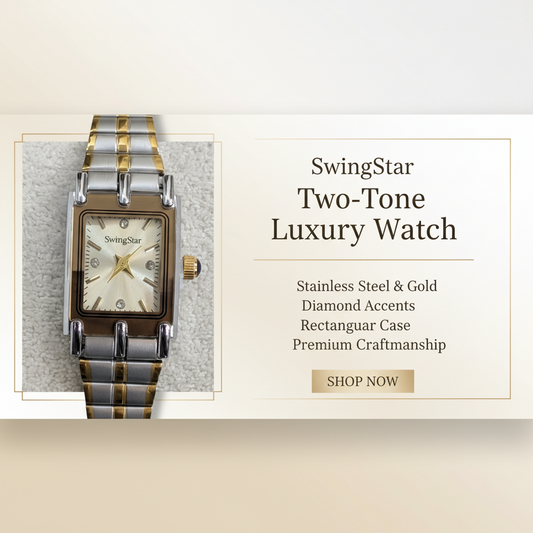 Swingstar Silver & White Dial with Gold-Line Women Watch